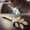 Vintage Pearl Rhinestone Gold Leaves Bridal Hair Pins