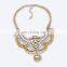 Boho necklace Crystal Inlaid Carving Jewelry Vintage Necklaces metal chain choker pendant statement