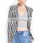 Ladies OEM jacket light long style black and white stripe women blazer