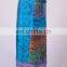 tylish Razor Cut Embroidered Floral Patches & Print Blue Grey Maxi Wrap Around Summer Skirt HHCS 116 A