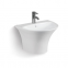 Ceramic semi bathroom square single hole white color hung basin sink with single hole