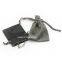 Custom Logo Printed Drawstring Cosmetic Packaging Velvet Bag Gray Jewelry Pouch For Bracelet / Necklace