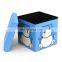 RTS Factory Wholesale Modern cartoon pattern Printing pvc leather folded storage ottoman