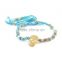 Anchor charm bracelet silk ribbon woven alloy beads bracelet