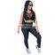 Clothing wholesale custom skinny see-through sexy sleeveless yoga sports suit fashion trend vest trousers suit