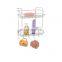Bamboo unique hanger design triple tiers shower caddy shelf chrome plating bathroom shampoo rack