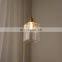 Retro Glass Pendant Lights Nordic Minimalist Bedside Light Creative Restaurant Balcony Brass Square Hanging Lamp