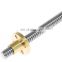 Factory customized T8 T10 T12 stainless steel Trapezoidal lead screw with brass nut