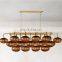Modern rectangular brass blown glass chandelier ceiling luxury decoration chandelier living room hotel