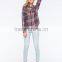 Autumn 100% Rayon Tantan Womens Plaid Shirt