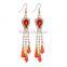 Latest model fashion rhinestone long tassel earrings