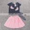 2016 Hot Selling Children Girl Summer Skirt Suits Country girl Suits Girl Clothes Sets Fashion Kids Casual Shirt+Skirt 2pcs Sets