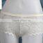 Ladies hot white flower lace wave side garment panty