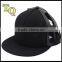 2014 cool black 5panel front cotton back leather blank baseball cap