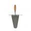 Bricklaying trowel with wooden handel, carbon steel blade, eucalpytus wooden handle