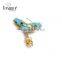 Best price jewelry figaro golden alloy chain with geometric crystal pendant brooch jewelry