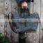 Custom high quality waxed canvas tote bag leather handle