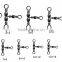 Barrel triple swivel swivels style A of fishing tackle accessories