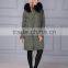 Hot Sale Girls Khaki Green Parka Jacket Wholesale with Real Fur Collar
