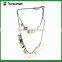Fashion metal multi-layer chain necklace with tassels and rhinestones