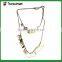 Golden metal double-layer chain necklace with plain bling round metal pieces