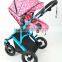 2015 glold frame baby stroller, 3 postion seat, 5 potins belt, big air wheels fit for travling 3 in 1