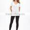 2014 Women New Design V-Neck Pocket Tshirts Fitted White Women T-shirts