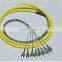 SM 9/125 8 Core 1.5m fiber optic bundle pigtail,sc/fc/st 8 cores fanout pigtal