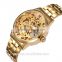 delicacy engraved luxury golden alloy men watches mechanical skeleton wrist watch