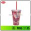 16oz bpa free double wall photo insert acrylic tumbler with straw