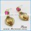 Bulk Wholesale Different Shape Chalcedony Gemstone Brass Dubai Gold Plated Earrings Jewelry