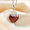 SCI116 big red garnet heart locket necklace