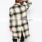women wool Coat in Check black and white check wool coat winter