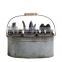 6 Grids Portable Metal Kitchen Storage Box/Utensil Caddy/Picnic Collector/Beer Bucket/House Keeper