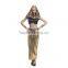 Halloween cosplay costumes clothing for adult tops and long skirt in gold color