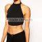 Latest Arrival Open Back Crop Top With Halter Neck In Crepe