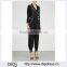 Wholasale Women Apparel Side Pockets Waist Tie Black Silk Jumpsuit(DQE0114J)