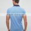 Short Sleeve Button Placket Split Sides Contrast Collar Men's 100% Cotton Breathable Pique 200g Casual Blue Blank Polo Shirt