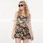 HAODUOYI Hot Sale Women Floral Printed Back Zipper Ruffle Romper with Low Price