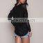MGOO New Arrival Black Light Knit Tops Sweaters Hi Low Snoopneck Plain Women Sexy Loose Pullovers