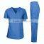 good quality 65polyester 35cotton nurse scrub suit blue scrub uniform