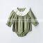 Baby Boutique Clothes Soft Infant Soild Pink Long Sleeve Bodysuit Baby Girls White Peter Pan Collar Romper Jumpsuit