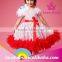 Fashion Red Polk Dot Dress Feather on Shoulder Wedding Tutu Dress for Child Girls