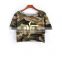 wholesale ladies t-shirt Army green short t-shirt for ladies