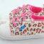 New famous brand first walkers baby shoes newborn leopard print canvas infant shoes