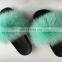 Fashionable Soft And Comfy Fluffy Women Ladies Real Fox Fur Slippers/sandals