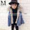 Fashion Lovely Wholesale Denim Jacket Real Rabbit Fur Coat Children's Jacket With Fur