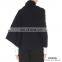 Women Turtleneck high fashion cashmere black poncho sweater