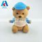 mini promotion bear plush toy with clothes and hat 15cm sitting CE testing
