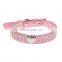 Best selling double drainage drill smooth peach heart pet collar cat dog collar PU dog chain